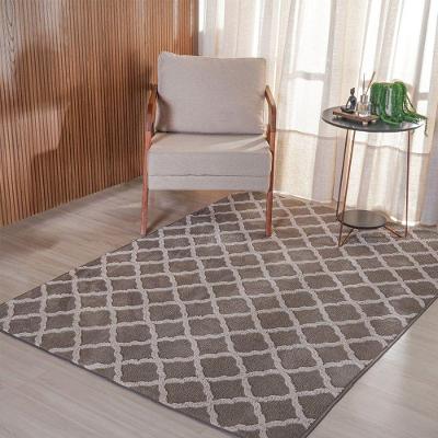 Tapete Marrocos Retangular 100% Poliéster Base PVC com Toque Soft para Sala Marrom Bene Casa