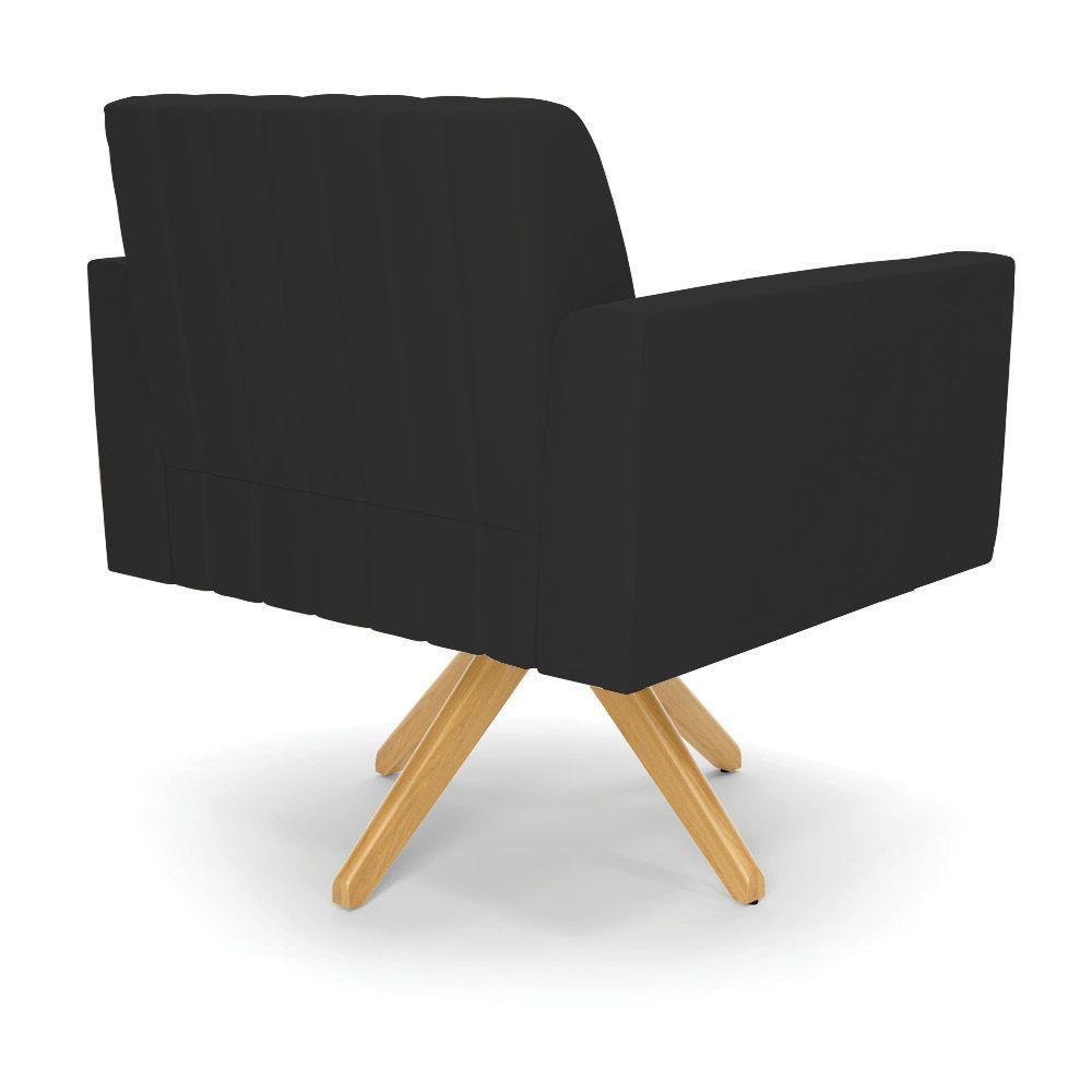 Kit 2 Poltronas Giratória Viena Gomada Veludo Base De Madeira Ma30 - D'rossi Cor Preto - 4