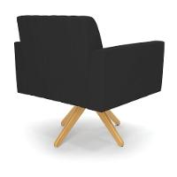 Kit 2 Poltronas Giratória Viena Gomada Veludo Base De Madeira Ma30 - D'rossi Cor Preto - 7