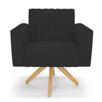 Kit 2 Poltronas Giratória Viena Gomada Veludo Base De Madeira Ma30 - D'rossi Cor Preto - 11