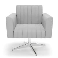 Kit 2 Poltronas Giratória Viena Gomada Suede Base Cromada - D'rossi Cor Cinza - 6