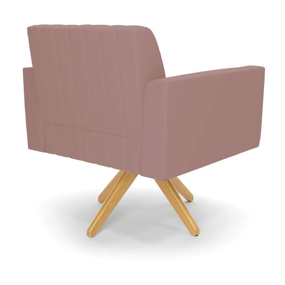 Kit 2 Poltronas Giratória Viena Gomada Veludo Base De Madeira Ma30 - D'rossi Cor Rose - 4
