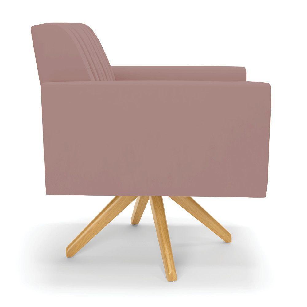 Kit 2 Poltronas Giratória Viena Gomada Veludo Base De Madeira Ma30 - D'rossi Cor Rose - 5