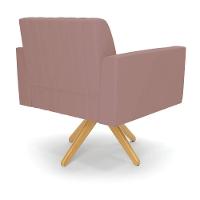 Kit 2 Poltronas Giratória Viena Gomada Veludo Base De Madeira Ma30 - D'rossi Cor Rose