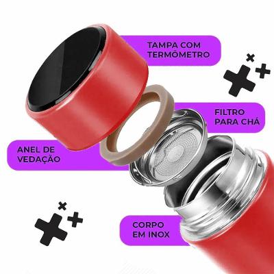 Garrafa Térmica Inox Portátil 500ml Tampa Vedação Vermelho