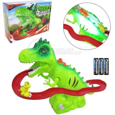 Brinquedo Pista Elevador Dinossauro + 3 Pilhas Aa Verde
