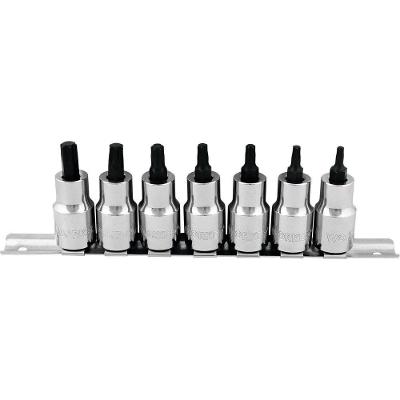 Jogo de Chaves Soquete Torx 7 Peças Worker T20 a T55 com Acabamento Cromado Bivolt