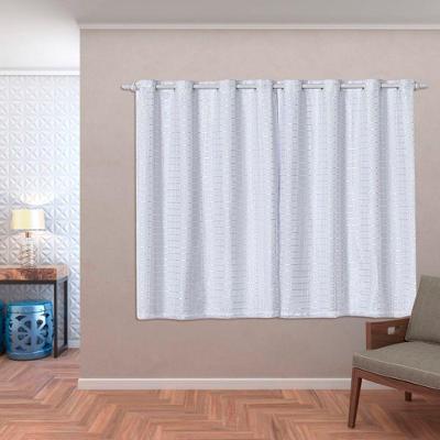 Cortina Daily Varão 1,5m Blackout PVC com Voil Xadrez 2,00mx1,40m Poliéster para Sala Quarto Branco