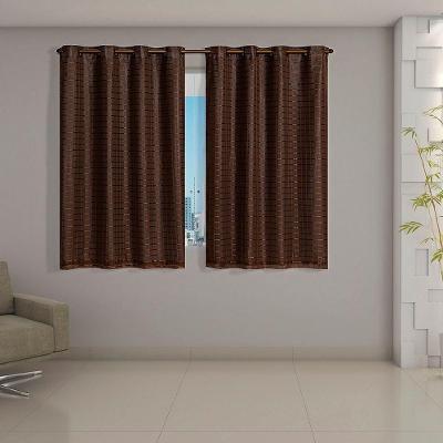 Cortina Daily Blackout PVC para Sala Quarto Cinza com Voil Xadrez Marrom Casa Scarpa