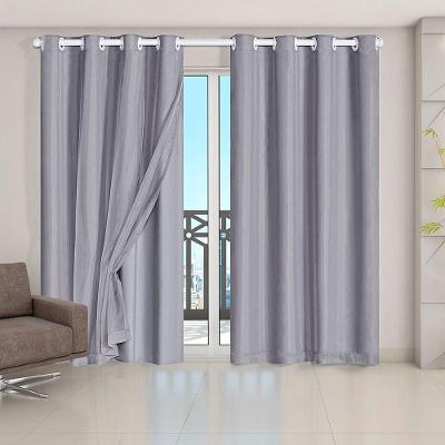 Cortina Daily Blackout PVC com Voil Poliéster para Sala Quarto Cinza Casa Scarpa