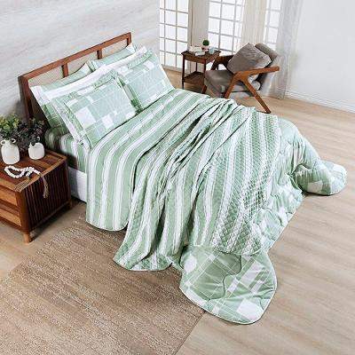Coordenado Edredom e Cobre Leito Elyte King 4 Peças Dupla Face Floral Branco