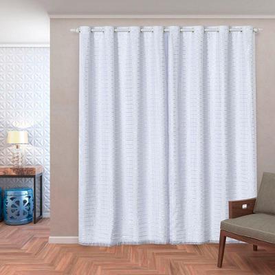 Cortina Daily Blackout 2,80mx2,30m PVC com Voil Xadrez para Sala e Quarto Branco Casa Scarpa