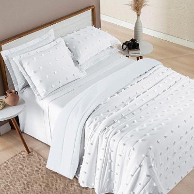 Cobre Leito Colcha Popilly Casal 3 Peças 100% Poliéster Macio Dupla Face Branco