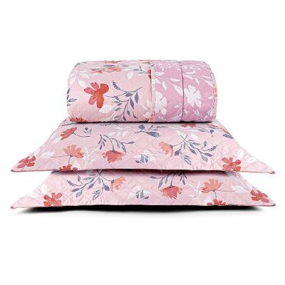 Cobre Leito Colcha Elyte King 3 Peças 100% Poliéster Matelassê Dupla Face Flora