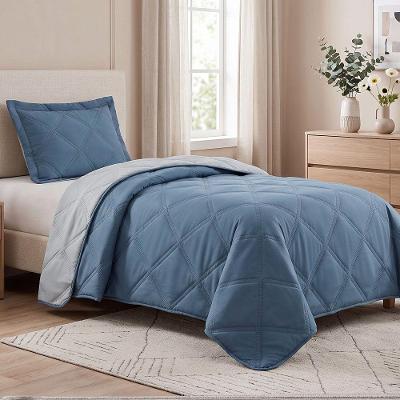 Kit Cobre Leito Essencial Solteiro 100% Poliéster Micropercal 300 Fios Azul Casa Scarpa