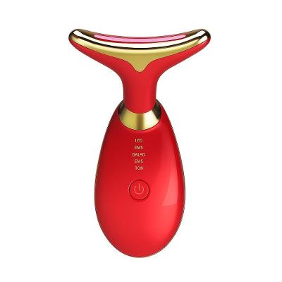 Massageador Facial Elétrico Led Fototerapia Lifting Antirrugas Usb Vermelho Utimix