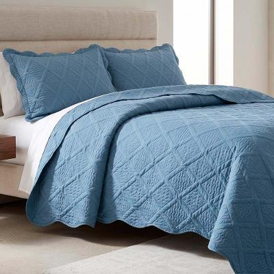 Kit Cobre Leito Ipanema King 3 Peças 100% Poliéster Percal 300 Fios Matelassê Azul Jeans Clara Luz