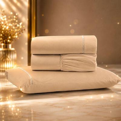 Jogo de Cama Quality Solteiro 100% Poliéster Micropercal 600 Fios Liso Avelã Casa Show Enxovais