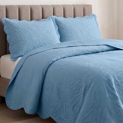 Kit Cobre Leito Maresias King Percal 300 Fios 100% Poliéster Matelassê Geométrico Azul Jeans Casa