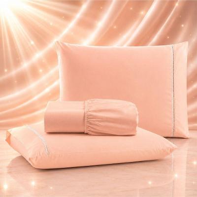 Jogo de Cama Quality Queen 3 Peças Micropercal 600 Fios Salmão Casa Show Enxovais