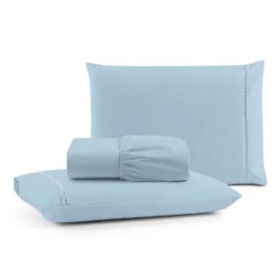 Jogo de Cama Lençol Egipicio Queen 3 Peças Micropercal 600 Fios Azul Claro Casa Show Enxovais