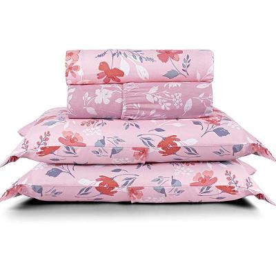 Jogo de Cama Elyte Casal 4 Peças 100% Poliéster Micropercal 300 Fios Floral Off White Casa Show