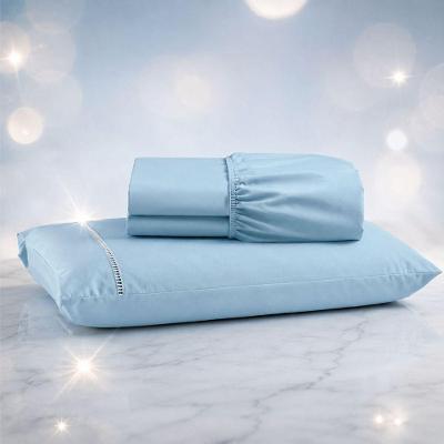 Jogo de Cama Quality Solteiro 2 Peças Micropercal 600 Fios 100% Poliéster Azul Claro Casa Show