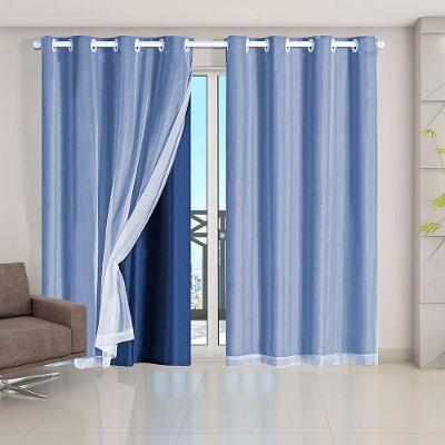 Cortina Daily Blackout PVC com Voil Poliéster para Sala Azul Marinho Casa Scarpa