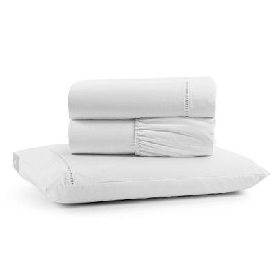 Jogo de Cama Lençol Egípcio Solteiro 3 Peças Micropercal 600 Fios Branco Casa Show Enxovais