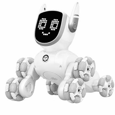 Robô Cão Interativo com Controle Remoto Branco Recarregável com Luzes em LED Brinquedo Eletrônico