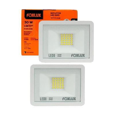 Refletor LED Kit 2 Unidades Refletor Led Foxlux 30W 6500K Bivolt Branco IP65