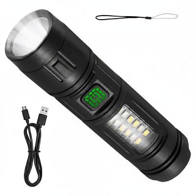 Lanterna Recarregável Luz Lateral LED Alta Potência Zoom 5 Modos Camping Pesca Portátil Utimix