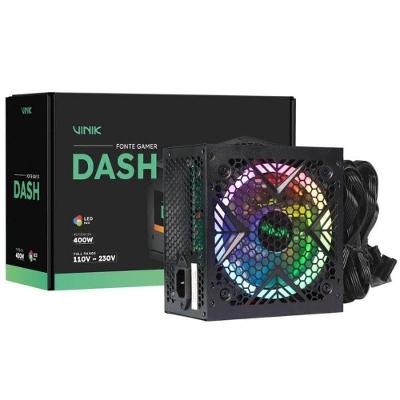 Fonte Gamer Dash 400W com Fan LED RGB Preto Vinik
