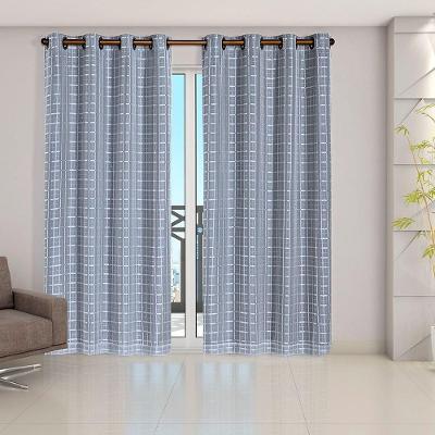 Cortina Daily Blackout PVC com Voil Xadrez para Sala Cinza