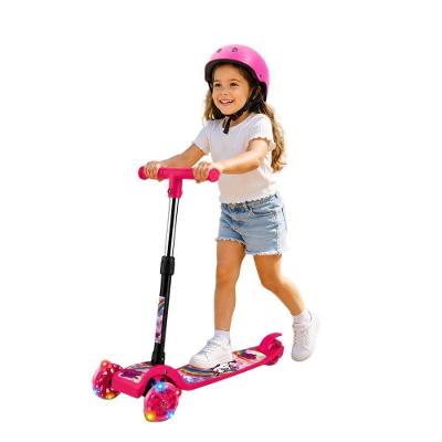 Patinete Infantil Unicórnio 3 Rodas com Luz LED Rosa e Peso Suportado 50KG