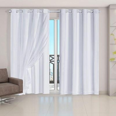 Cortina Daily Blackout 2,80mx2,30m PVC com Voil Poliéster para Sala Branco Casa Scarpa