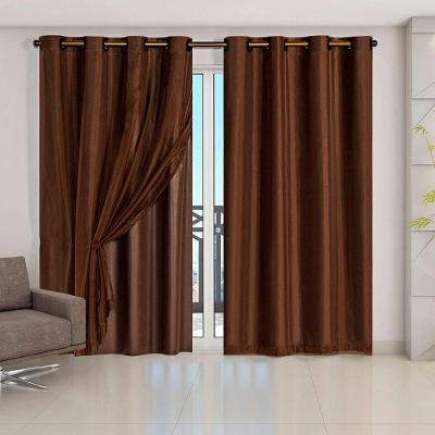 Cortina Daily Blackout PVC com Voil Poliéster para Sala Marrom Casa Scarpa