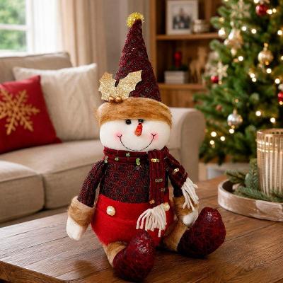 Enfeite de Natal Boneco Natalino Sentado Decoração Natalina com Tecido e Poliéster Vermelho