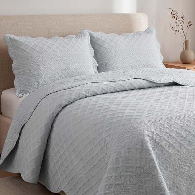 Kit Cobre Leito Mosaico Queen 3 Peças 100% Poliéster Percal 300 Fios Cinza Casa Scarpa