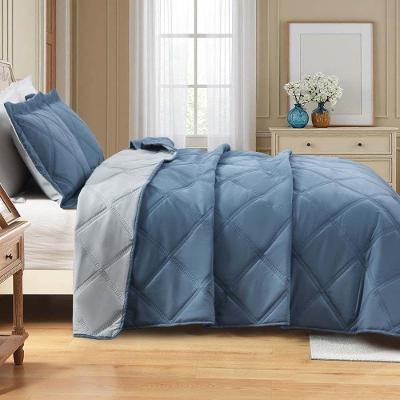 Kit Cobre Leito Essencial Casal 3 Peças Micropercal 300 Fios Dupla Face Azul Casa Scarpa