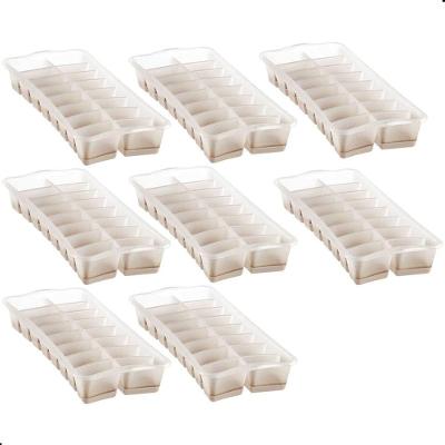 Kit 8 Formas de Gelo Sanremo Fundo Silicone Plástico 16 Cubos Cinza