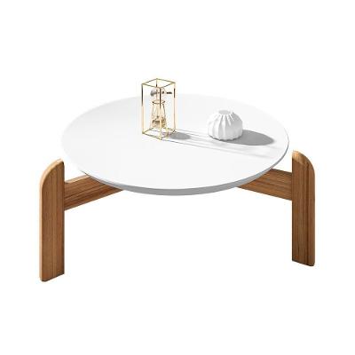 Mesa de Centro e Lateral Redonda MDF Madeira 45CM Off White