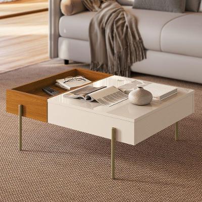 Mesa de Centro Haia Retangular MDF Metal Pintado 84CM Cinamomo e Off White