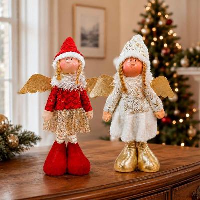 Decoração Anjo Natalino com Tema Anjo Branco e Vermelho Kit 2 de 45cm