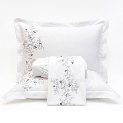 Jogo de Cama Lençol Nuance Queen 4 Peças Micropercal 300 Fios Branco Bordado Casa Scarpa