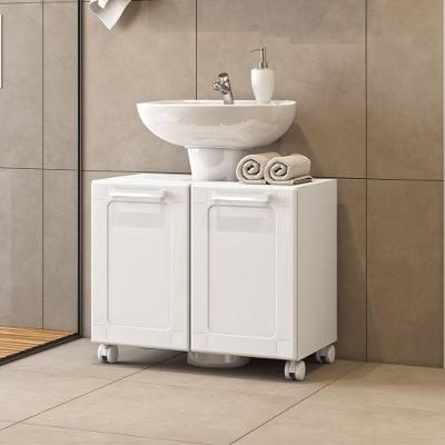 Gabinete de Banheiro 8199 com Rodízios 2 Portas 70CM Branco Bertolini