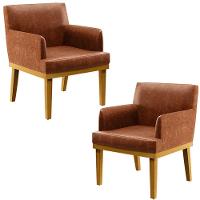 Kit 2 Poltronas Beatriz W01 Couríssimo Camel - 1