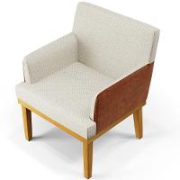 Kit 2 Poltronas Beatriz W01 Linho Champagne Couríssimo Camel