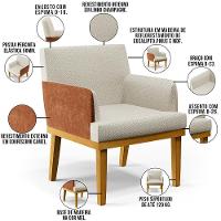 Kit 2 Poltronas Beatriz W01 Linho Champagne Couríssimo Camel - 8