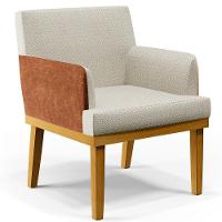 Kit 2 Poltronas Beatriz W01 Linho Champagne Couríssimo Camel - 9